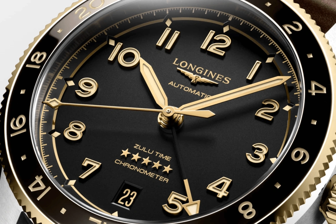 Longines,Spirit 39mm,39mm,Stainless Steel,Yellow Gold,Black,Automatic,Day,Sapphire,Crystal Glass,L3,L3.802.5.53.2 