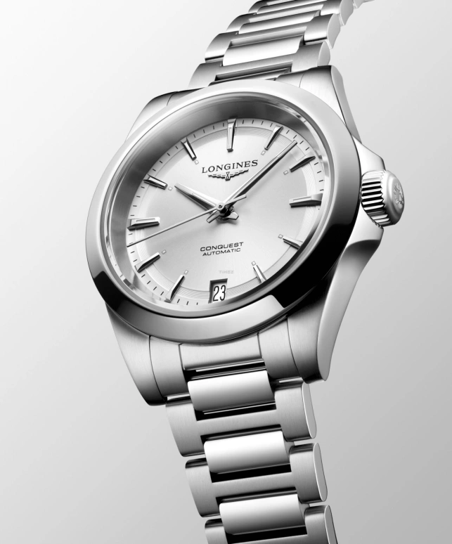 Longines,Conquest 34mm,34mm,Stainless Steel,Silver,Automatic,Day,72hours,L3,L3.430.4.72.6
