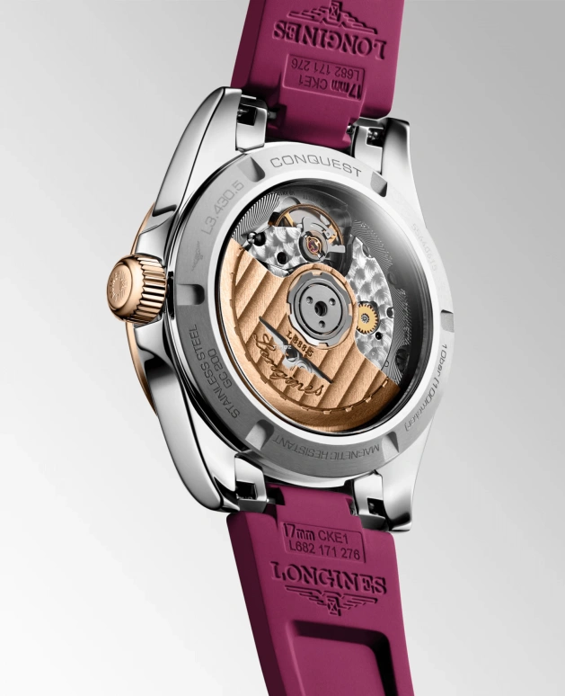 Longines,Conquest 34mm,34mm,Stainless Steel,Purple,Automatic,Day,Anti-magnetic,L3,L3.430.5.98.9