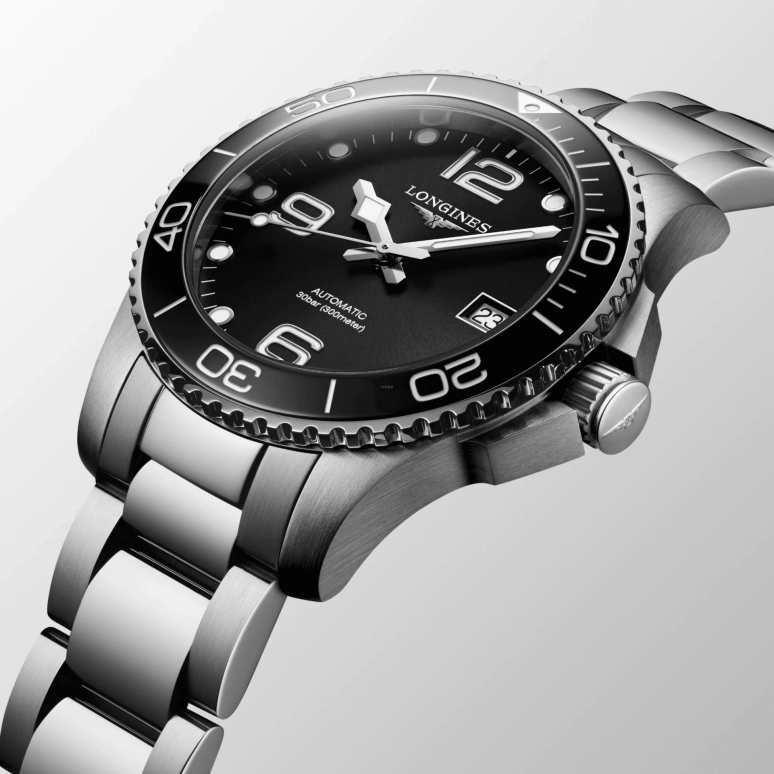 Longines,HydroConquest 39mm,39mm,Ceramic,Stainless Steel,Black,Automatic,Date,64hours,L3,L3.780.4.56.6
