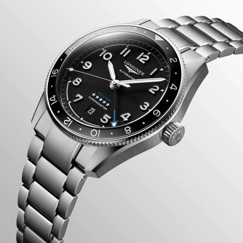 Longines,Spirit 42mm,42mm,Stainless Steel,Black,Automatic,Date,65hours,L3,L3.812.4.53.6