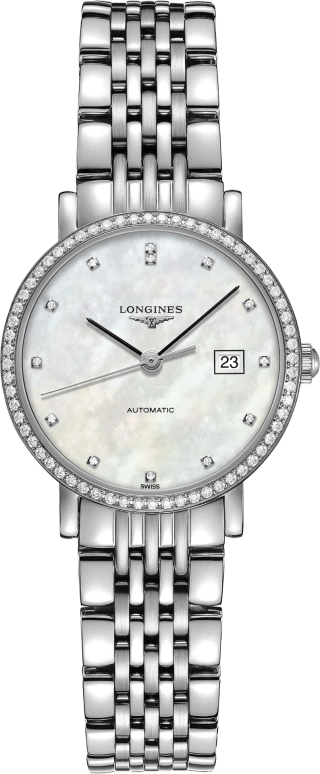 Longines,Elegant 29mm,29mm,Stainless Steel,White,Automatic,Date,40hours,L4,L4.310.0.87.6