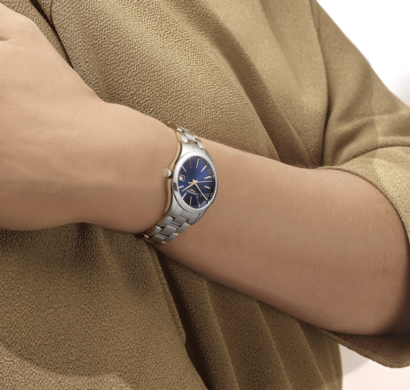 Longines,Conquest Classic 34mm,34mm,Stainless Steel,Blue,Quartz,Date,26280hours,L2,L2.386.4.92.6
