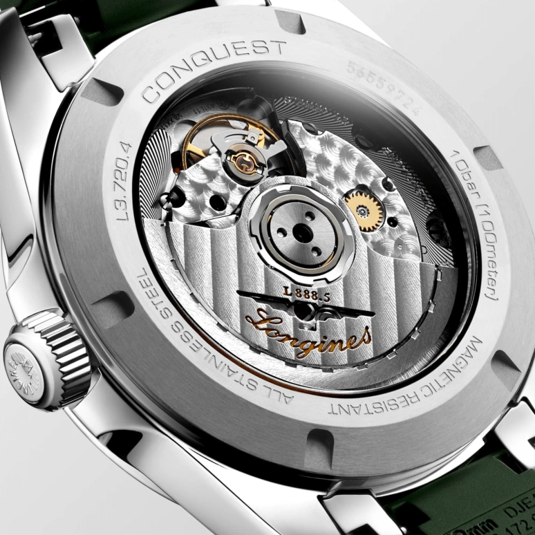 Longines,Conquest 38mm,38mm,Stainless Steel,Green,Automatic,Day,Anti-magnetic,L3,L3.720.4.02.9