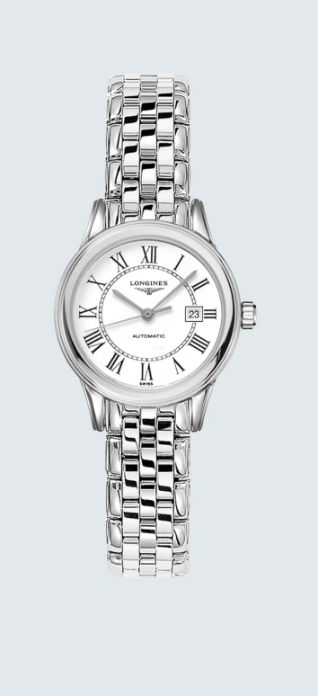Longines,Flagship 30mm,30mm,Stainless Steel,White,Automatic,Date,40hours,L4,L4.374.4.21.6