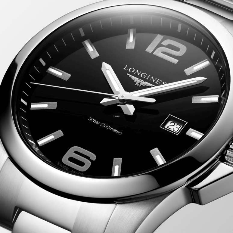 Longines,Conquest 43mm,43mm,Stainless Steel,Black,Quartz,Day,26280hours,L3,L3.760.4.56.6