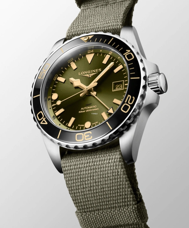 Longines,Sport 41mm,41mm,Stainless Steel,Green,Automatic,Day,Dule Time,L3,L3.790.4.06.2