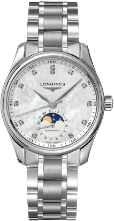 Longines,Master 34mm,34mm,Stainless Steel,White,Automatic,Moonphase,Date,L2,L2.409.4.87.6