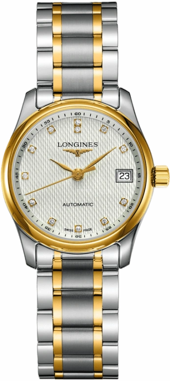Longines,Master 29mm,29mm,Yellow Gold,Stainless Steel,Silver,Automatic,Date,40hours,L2,L2.257.5.77.7