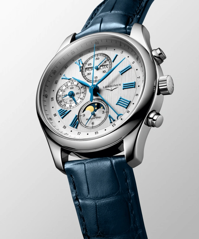 Longines,Master 42mm,42mm,Stainless Steel,Silver,Automatic,Chronograph,Moonphase,Month,Date,66hours,In-house Caliber,L2,L2.773.4.71.2