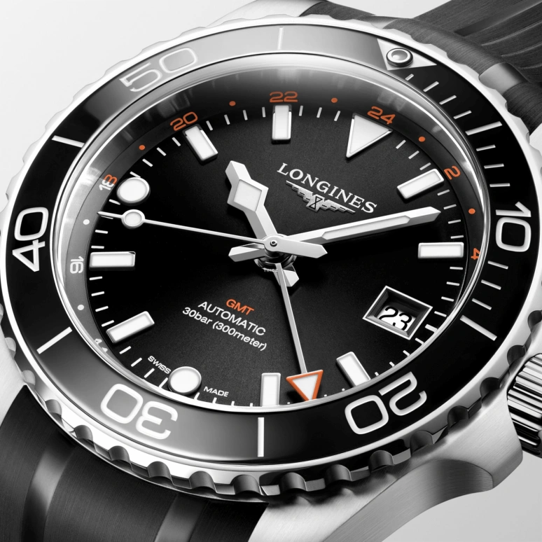 Longines,Sport 41mm,41mm,Stainless Steel,Black,Automatic,Day,Dule Time,L3,L3.790.4.56.9
