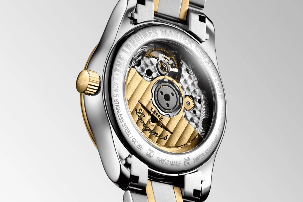Longines,Master 34mm,34mm,Stainless Steel,Yellow Gold,White,Automatic,Moonphase,Day,L2,L2.409.5.87.7