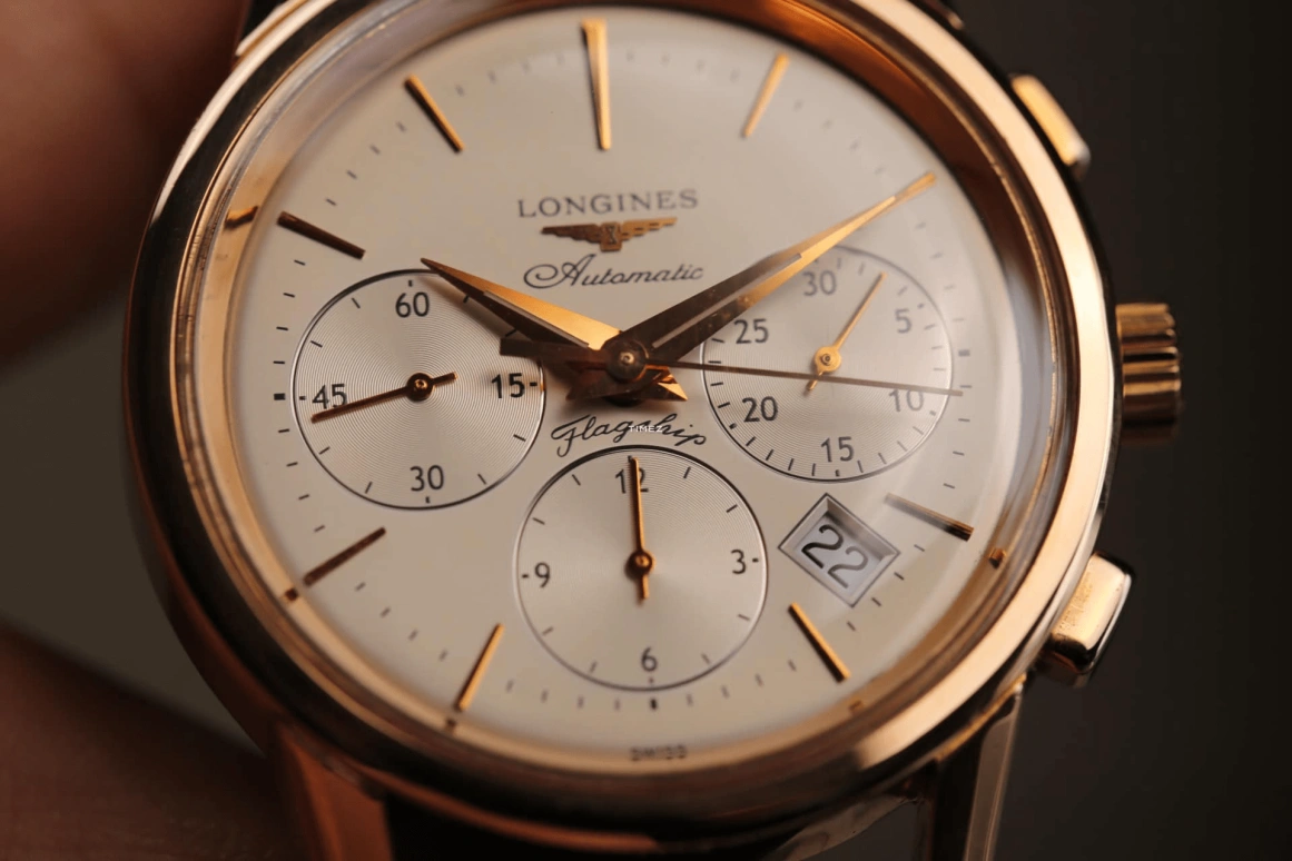 Longines,Flagship 40mm,40mm,Rose Gold,White,Automatic,Chronograph,Day,L4,L4.796.8.72.2