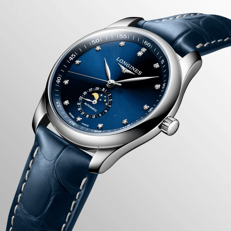 Longines,Master 40mm,40mm,Stainless Steel,Blue,Automatic,Moonphase,Day,L2,L2.909.4.97.0
