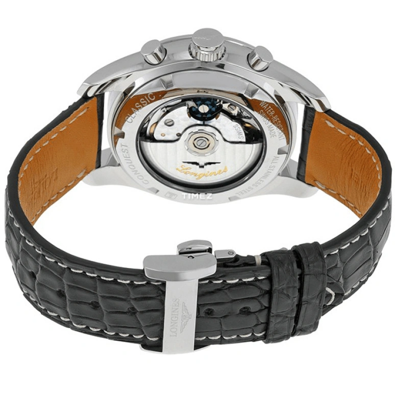 Longines,Conquest 41mm,41mm,Stainless Steel,Black,Automatic,Chronograph,Day,L2,L2.786.4.56.3