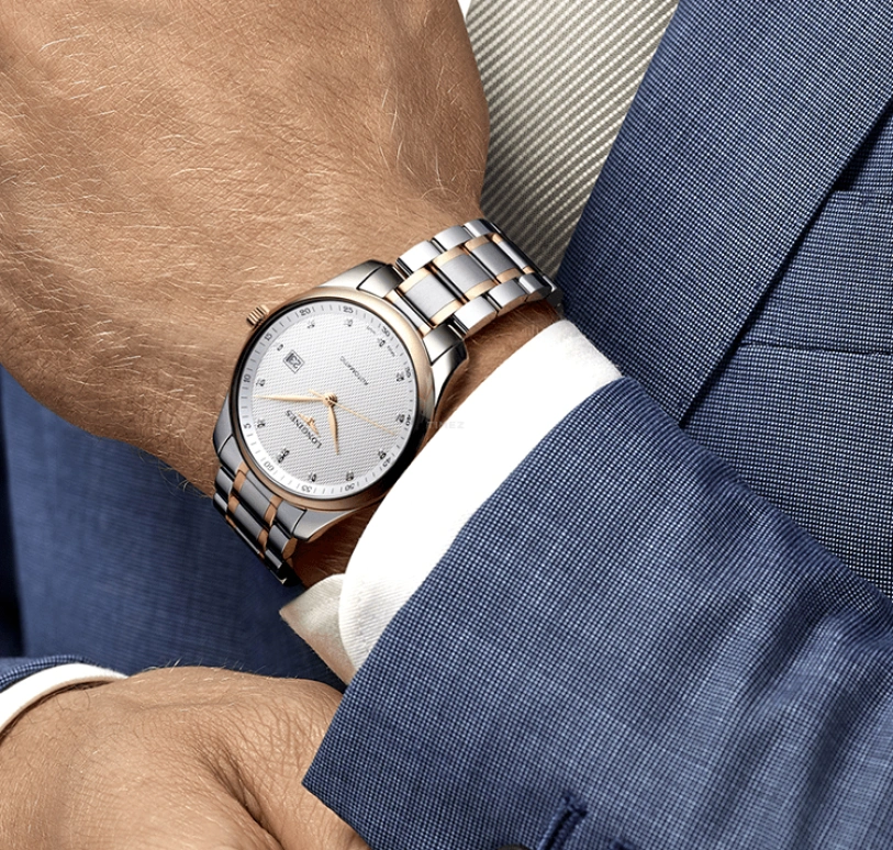 Longines,Master 42mm,42mm,Pink Gold,Stainless Steel,Silver,Automatic,Date,65hours,L2,L2.893.5.77.7