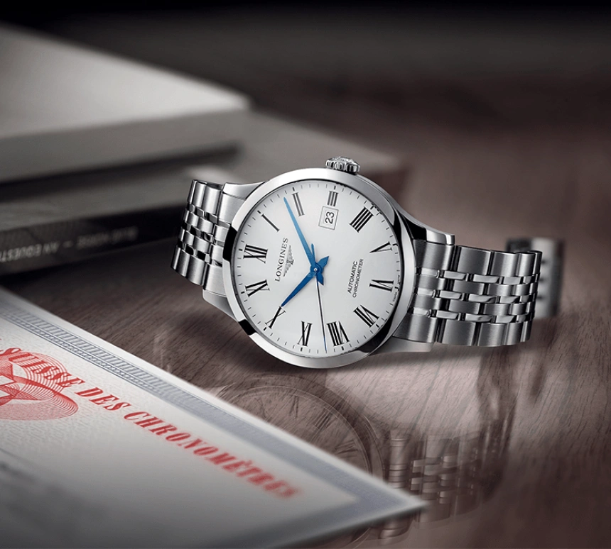 Longines,Record 30mm,30mm,Pink Gold,Stainless Steel,White,Automatic,Date,40hours,L2,L2.321.5.87.7