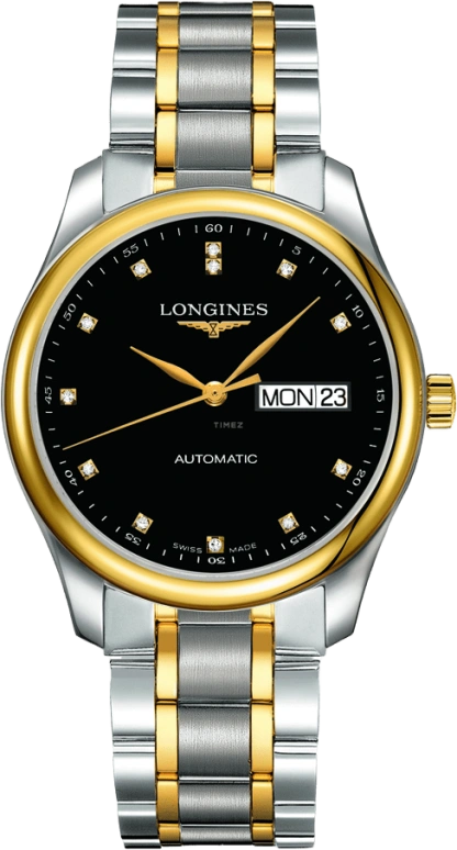 Longines,Master 38.50mm,38.50mm,Yellow Gold,Stainless Steel,Black,Automatic,Date,Day,L2,L2.755.5.57.7