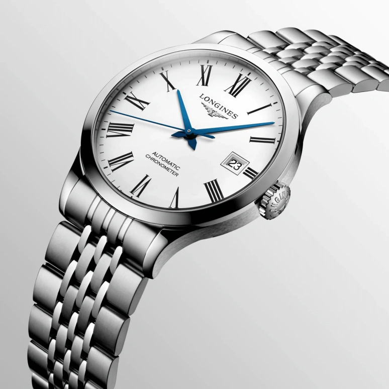 Longines,Record 38.50mm,38.50mm,Stainless Steel,White,Automatic,Date,64hours,L2,L2.820.4.11.6