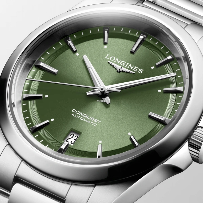 Longines,Conquest 38mm,38mm,Stainless Steel,Green,Automatic,Day,72hours,L3,L3.720.4.02.6