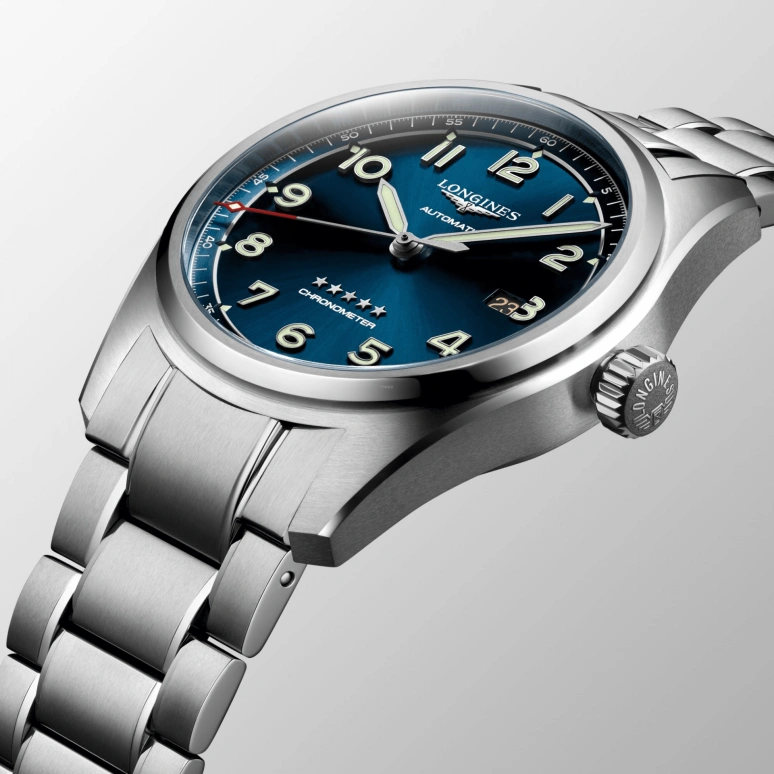Longines,Spirit 42mm,42mm,Stainless Steel,Blue,Automatic,Date,64hours,L3,L3.811.4.93.9