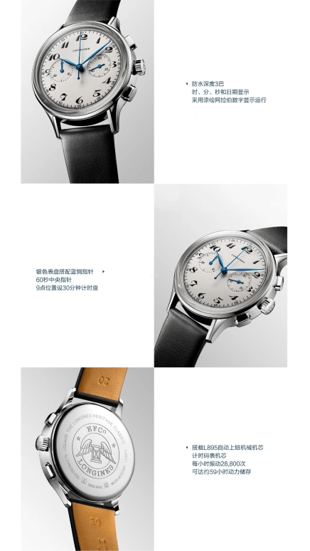 Longines,Heritage Classic 40mm,40mm,Stainless Steel,Silver,Automatic,Chronograph,Day,L2,L2.827.4.73.0