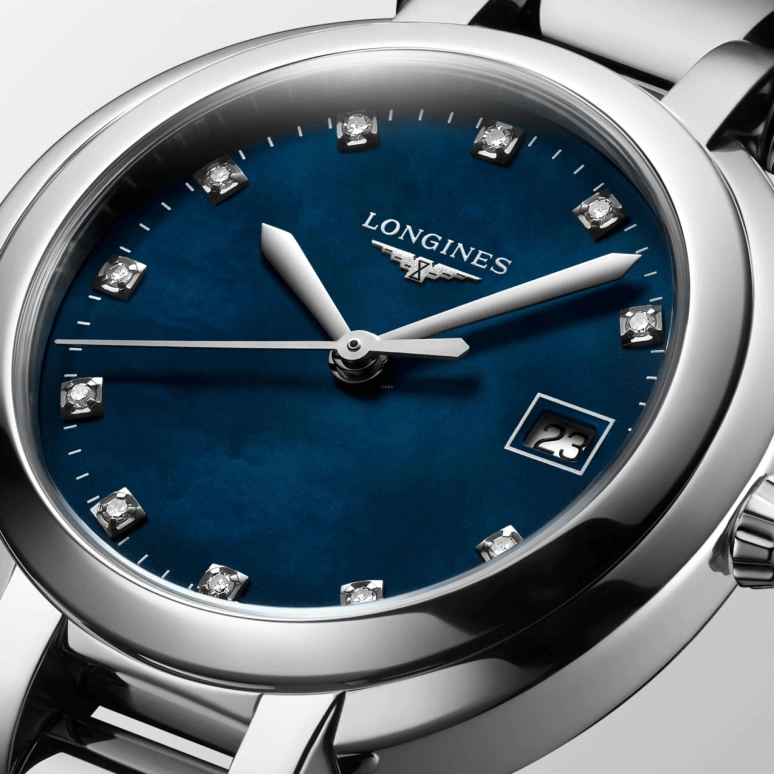 Longines,PrimaLuna 30mm,30mm,Stainless Steel,Blue,Quartz,Date,26280hours,L8,L8.112.4.98.6