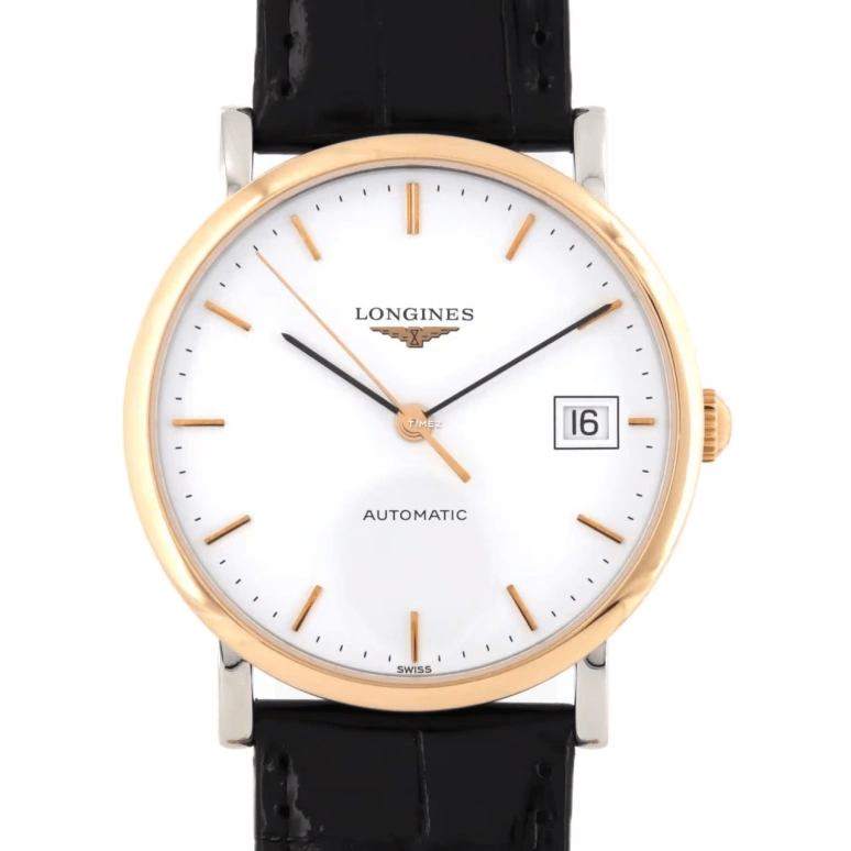 Longines,Elegant 34.50mm,34.50mm,Stainless Steel,Rose Gold,White,Automatic,Day,65hours,L4,L4.809.5.12.0