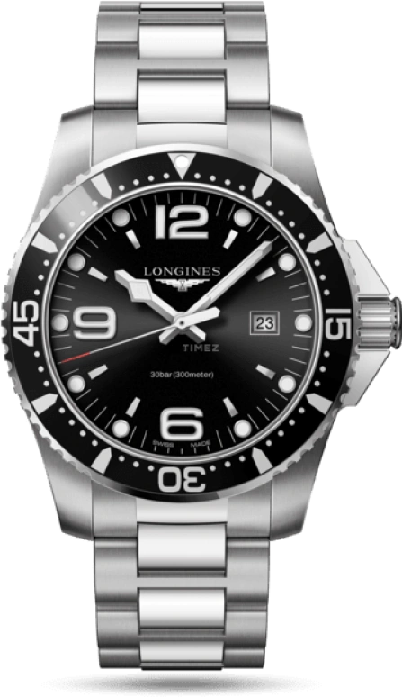 Longines,HydroConquest 44mm,44mm,Stainless Steel,Black,Quartz,Date,26280hours,L3,L3.840.4.56.6