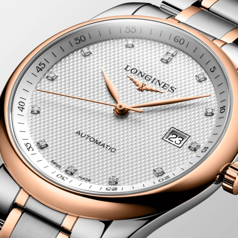 Longines,Master 40mm,40mm,Pink Gold,Stainless Steel,Silver,Automatic,Date,65hours,L2,L2.793.5.77.7