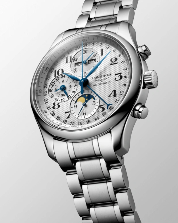 Longines,Master 42mm,42mm,Stainless Steel,Silver,Automatic,Chronograph,Moonphase,Month,Date,42hours,In-house Caliber,L2,L2.773.4.78.6