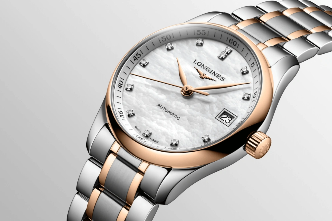 Longines,Master 34mm,34mm,Stainless Steel,Rose Gold,White,Automatic,Day,72hours,L2,L2.357.5.89.7