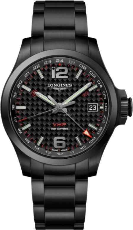 Longines,Conquest V.H.P. 41mm,41mm,Stainless Steel,Black,Quartz,Date,Connected,L3,L3.718.2.66.6