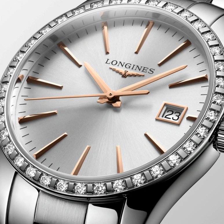 Longines,Conquest Classic 34mm,34mm,Stainless Steel,Silver,Quartz,Date,26280hours,L2,L2.386.0.72.6