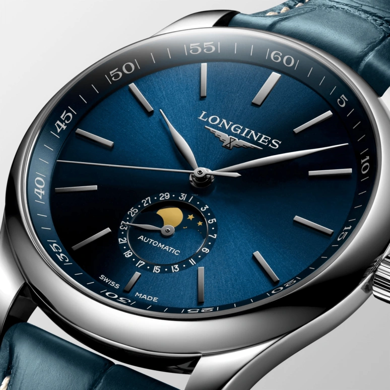 Longines,Master 42mm,42mm,Stainless Steel,Blue,Automatic,Moonphase,Date,L2,L2.919.4.92.0