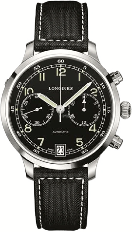 Longines,Heritage Classic 42mm,42mm,Stainless Steel,Black,Automatic,Chronograph,Date,L2,L2.790.4.53.0