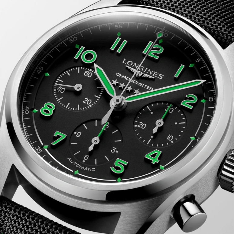Longines,Spirit 42mm,42mm,Stainless Steel,Black,Automatic,Chronograph,Date,Column Wheel,L3,L3.829.1.53.2