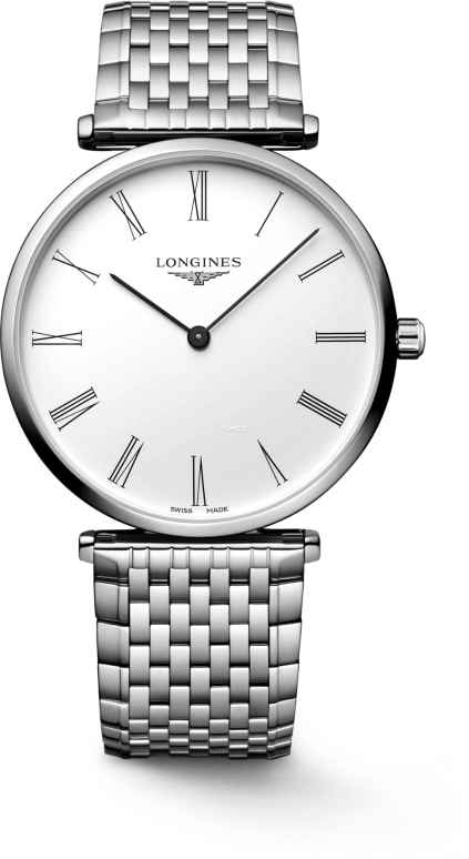 Longines,La Grande Classique 43mm,43mm,Stainless Steel,White,Quartz,In-house Caliber,Sapphire,Crystal Glass,L4,L4.866.4.11.C