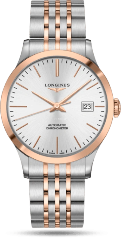 Longines,Record 40mm,40mm,Pink Gold,Stainless Steel,Silver,Automatic,Date,64hours,L2,L2.821.5.72.7