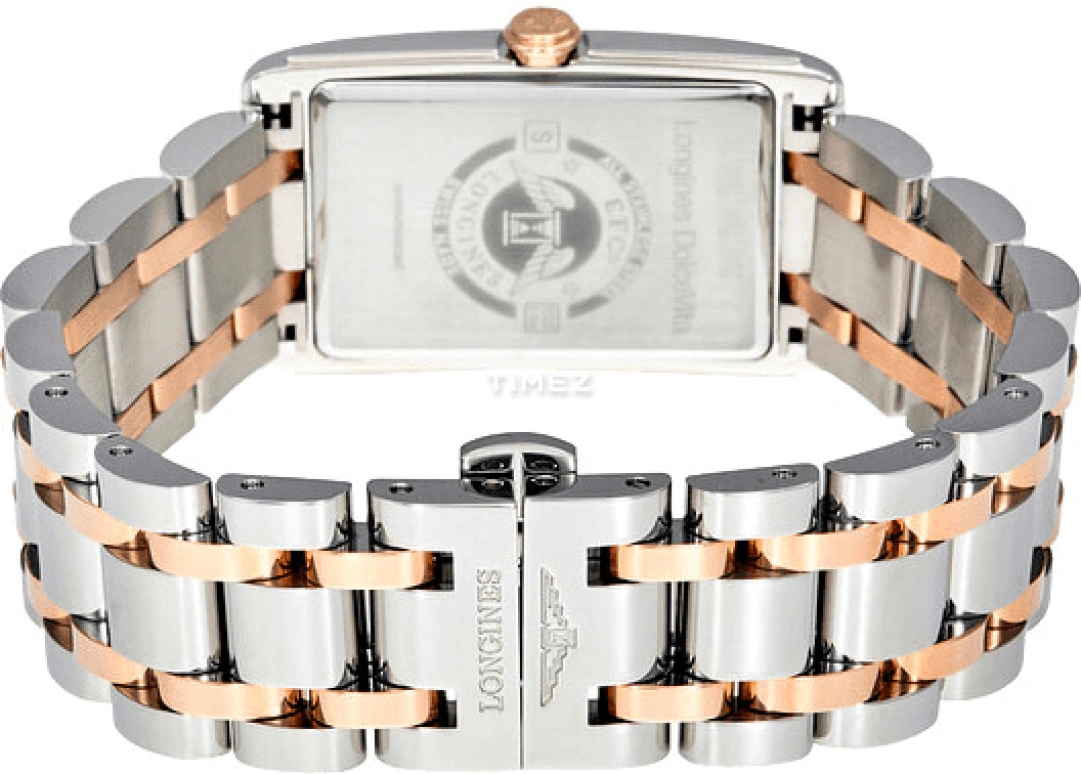Longines,DolceVita 27x17.40mm,27x17.40mm,Stainless Steel,Rose Gold,Black,Quartz,In-house Caliber,Sapphire,Crystal Glass,L5,L5.258.5.57.7