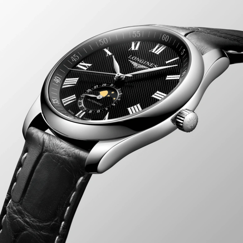 Longines,Master 40mm,40mm,Stainless Steel,Black,Automatic,Moonphase,Day,L2,L2.909.4.51.7