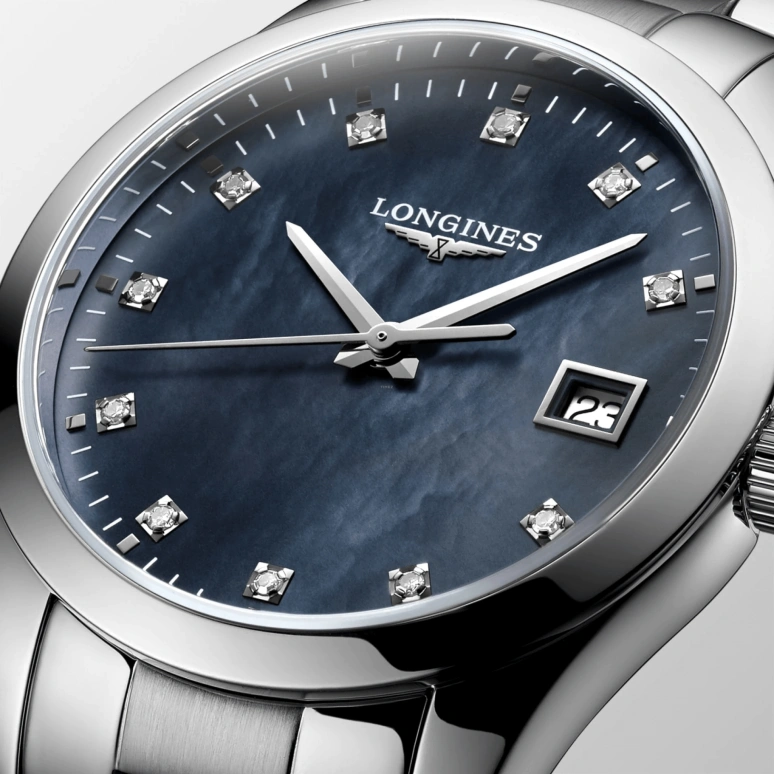 Longines,Conquest Classic 34mm,34mm,Stainless Steel,Black,Quartz,Date,26280hours,L2,L2.386.4.88.6
