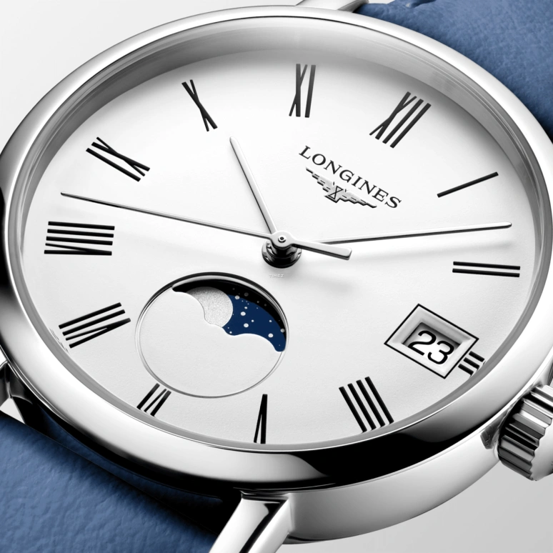 Longines,Elegant 30mm,30mm,Stainless Steel,White,Quartz,Moonphase,Day,L4,L4.330.4.11.2