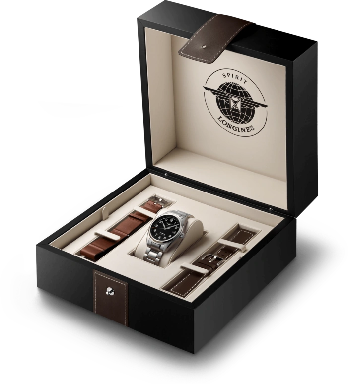 Longines,Spirit 42mm,42mm,Stainless Steel,Black,Automatic,Date,64hours,L3,L3.811.4.53.9