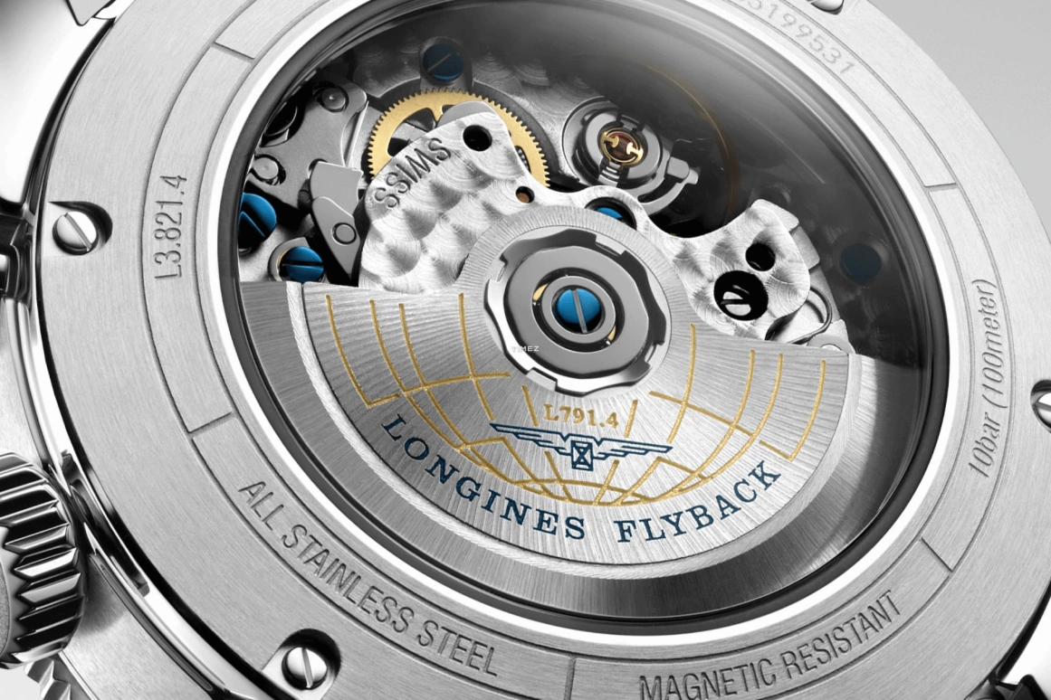 Longines,Spirit 42mm,42mm,Stainless Steel,Blue,Automatic,Chronograph,Flyback,L3,L3.821.4.93.2