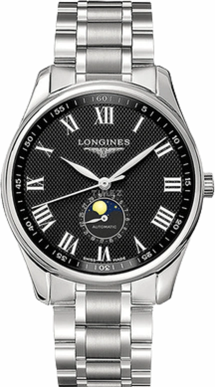 Longines,Master 42mm,42mm,Stainless Steel,Black,Automatic,Moonphase,Date,L2,L2.919.4.51.6