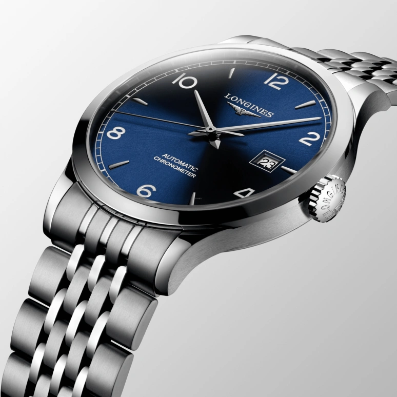 Longines,Record 40mm,40mm,Stainless Steel,Blue,Automatic,Date,64hours,L2,L2.821.4.96.6