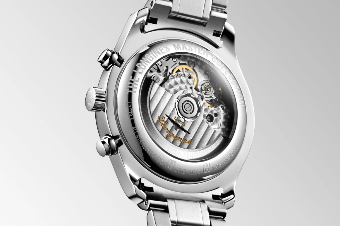 Longines,Master 42mm,42mm,Stainless Steel,Black,Automatic,Chronograph,Moonphase,Month,Date,54hours,In-house Caliber,L2,L2.773.4.61.6