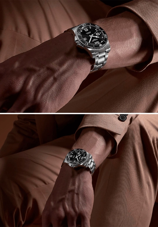 Longines,HydroConquest 43mm,43mm,Stainless Steel,Black,Automatic,Date,65hours,L3,L3.782.4.56.6