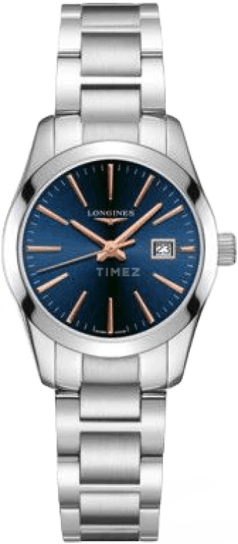 Longines,Conquest Classic 29.50mm,29.50mm,Stainless Steel,Blue,Quartz,Date,Jumping Minutes,L2,L2.286.4.92.6
